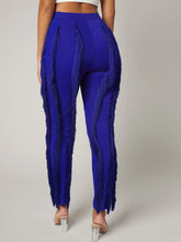 Fringe Trim Drawstring Waist Pants